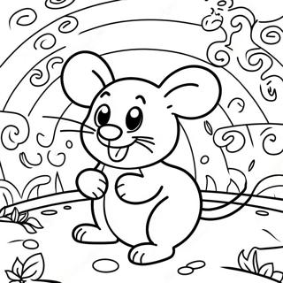Halaman Mewarnai Tikus Bahagia di Labirin Keju | Halaman mewarnai Mouse